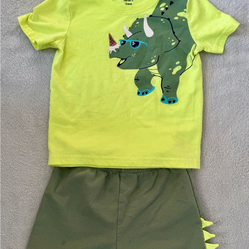 Carter's Green Dinosaur Kids Matching Set